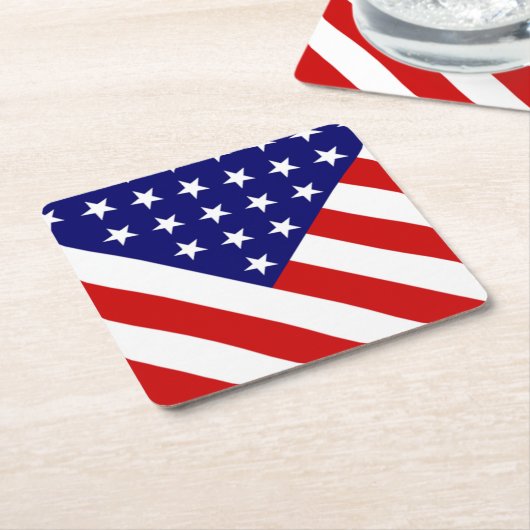 Dessous-de-verre Carré En Papier Drapeau américain (Incliné)