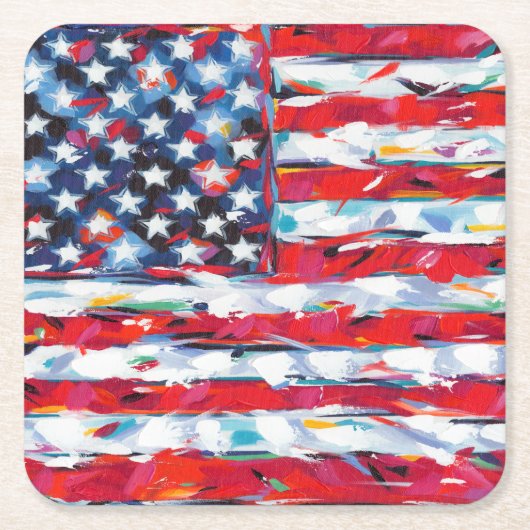 Dessous-de-verre Carré En Papier Drapeau américain (Devant)