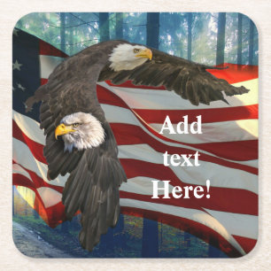 Dessous-de-verre Carré En Papier Drapeau américain Bald Eagle