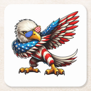Dessous-de-verre Carré En Papier Drapeau américain Bald Eagle 4 juillet patriotique