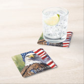 Dessous-de-verre Carré En Papier Drapeau américain Liberté Aigle Motivationnel Insp (En situation)