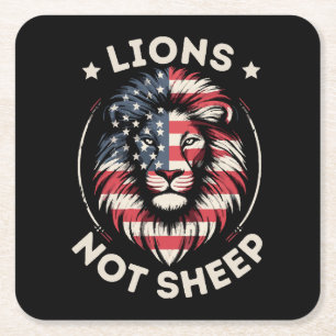 Dessous-de-verre Carré En Papier Drapeau américain, lions pas moutons