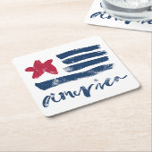 Dessous-de-verre Carré En Papier Drapeau américain Paintstrokes (Incliné)