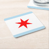 Dessous-de-verre Carré En Papier Drapeau Chicago Red Star Light Blue Stripes (Incliné)