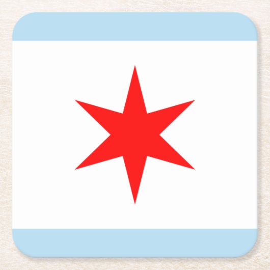 Dessous-de-verre Carré En Papier Drapeau Chicago Red Star Light Blue Stripes (Devant)