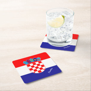 Dessous-de-verre Carré En Papier Drapeau croate & mariage en Croatie, fête /sports