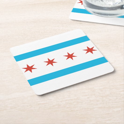 Dessous-de-verre Carré En Papier Drapeau de Chicago (Incliné)