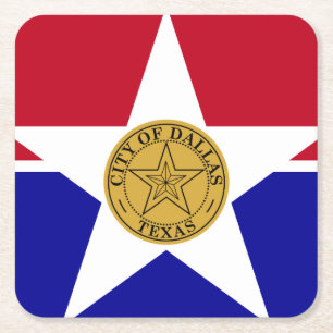 Dessous-de-verre Carré En Papier Drapeau de Dallas, Texas Carré Dessous de verre pa