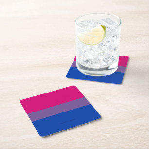 Dessous-de-verre Carré En Papier Drapeau de fierté bisexuelle de SlipperyJoe's coul