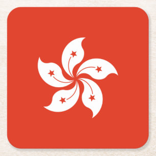 Dessous-de-verre Carré En Papier Drapeau de Hong Kong