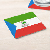 Dessous-de-verre Carré En Papier Drapeau de la Guinée équatoriale (Incliné)