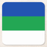 Dessous-de-verre Carré En Papier Drapeau de la République de Komi<br><div class="desc">Drapeau patriotique de la République de Komi.</div>