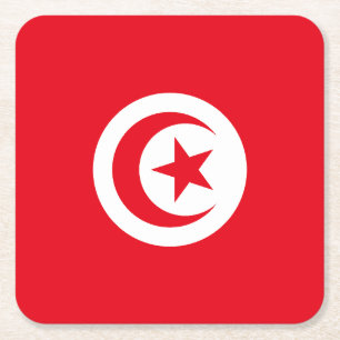 Dessous-de-verre Carré En Papier Drapeau de la Tunisie