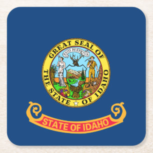 Dessous-de-verre Carré En Papier Drapeau de l'Idaho : l'État Gemme, Montagne de l'O