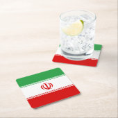 Dessous-de-verre Carré En Papier Drapeau de l'Iran (En situation)