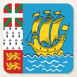 Dessous-de-verre Carré En Papier Drapeau de Saint-Pierre-et-Miquelon