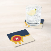 Dessous-de-verre Carré En Papier Drapeau de Tulsa, Oklahoma (En situation)