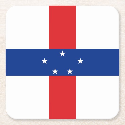 Dessous-de-verre Carré En Papier Drapeau des Antilles Pays-Bas (Devant)