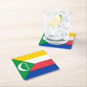 Dessous-de-verre Carré En Papier Drapeau des Comores (En situation)
