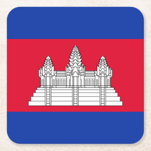Dessous-de-verre Carré En Papier Drapeau du Cambodge patriotique