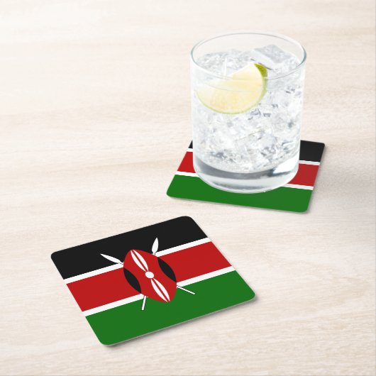 Dessous-de-verre Carré En Papier Drapeau du Kenya (En situation)