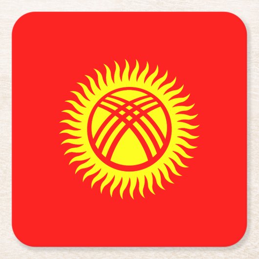 Dessous-de-verre Carré En Papier Drapeau du Kirghizistan (Devant)