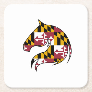 Dessous-de-verre Carré En Papier Drapeau du Maryland Tête de Cheval Carré Sous-verr