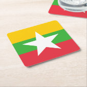 Dessous-de-verre Carré En Papier Drapeau du Myanmar (Incliné)