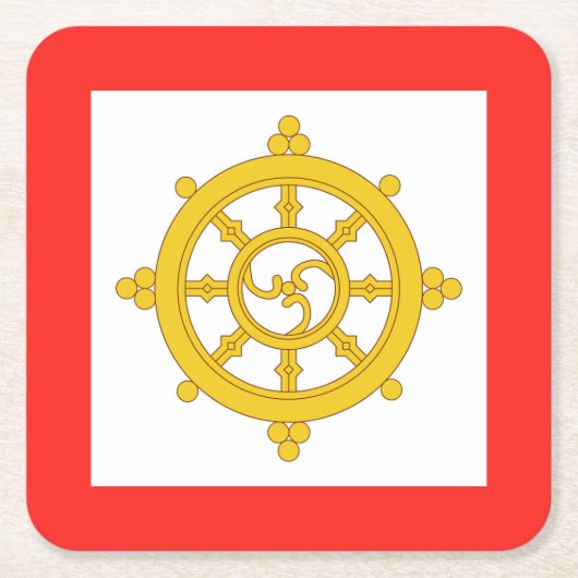 Dessous-de-verre Carré En Papier Drapeau du royaume de Sikkim (Devant)