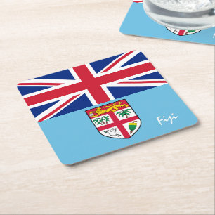 Dessous-de-verre Carré En Papier Drapeau fidjien & groupe de mariage fidjien, rugby