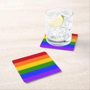 Dessous-de-verre Carré En Papier Drapeau Gay pride arc-en-ciel plat