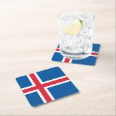 Dessous-de-verre Carré En Papier Drapeau Islande (En situation)