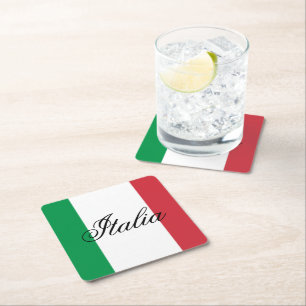 Dessous-de-verre Carré En Papier Drapeau Italie Fierté Italienne Europe Pays
