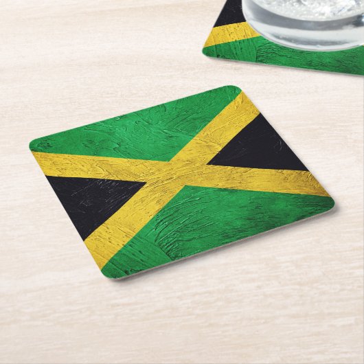 Dessous-de-verre Carré En Papier Drapeau jamaïcain (Incliné)