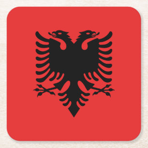 Dessous-de-verre Carré En Papier Drapeau patriotique albanais