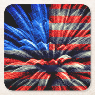 Dessous-de-verre Carré En Papier Drapeau Patriotique États-Unis