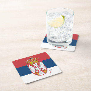 Dessous-de-verre Carré En Papier Drapeau serbe & mariage Serbie, fête /sports