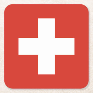 Dessous-de-verre Carré En Papier Drapeau Suisse