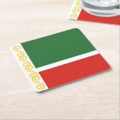 Dessous-de-verre Carré En Papier Drapeau tchétchène (Incliné)