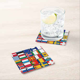 Dessous-de-verre Carré En Papier Drapeaux du monde