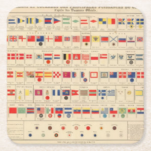 Dessous-de-verre Carré En Papier Drapeaux, insignes