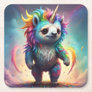 Dessous-de-verre Carré En Papier Dreamy Slothicorn : Un Imaginaire Rainbow Baby,