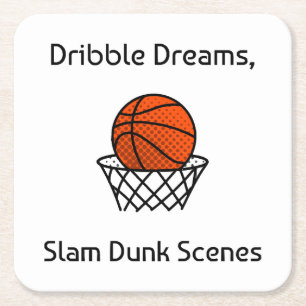 Dessous-de-verre Carré En Papier Dribble Dreams, Slam Dunk Scènes Basket-ball