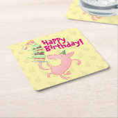 Dessous-de-verre Carré En Papier Drôle Cochon Joyeux Anniversaire ! Carton de gâtea (Incliné)