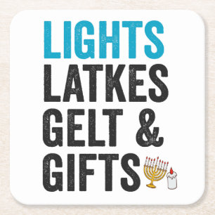 Dessous-de-verre Carré En Papier Drôle de latke Hanukkah Cuisine juive Vacances Hum