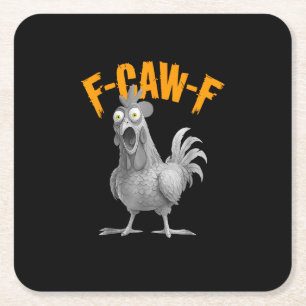 Dessous-de-verre Carré En Papier Drôle de poulet F-Caw-F F-Caw-F poulet Rétro Class