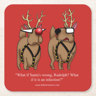 Dessous-de-verre Carré En Papier Drôle Reindeer Humour Dessin de vacances Dessous d