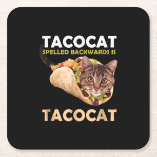 Dessous-de-verre Carré En Papier Drôle Tacocat Tacocat Taco Cat épinglé en arrière