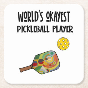 Dessous-de-verre Carré En Papier Drôle World's Okayest Pickleball Player Sports