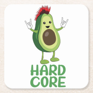Dessous-de-verre Carré En Papier Dur coeur Avocado Funny